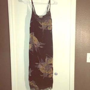 Midi length velvet spaghetti strap dress!